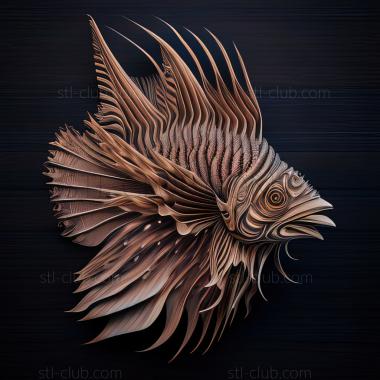 3D model st Indian lionfish fish (STL)